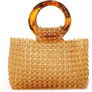 YIFEI Women Colored Transparent Beaded Acrylic Handbag Evening Handmade Bags